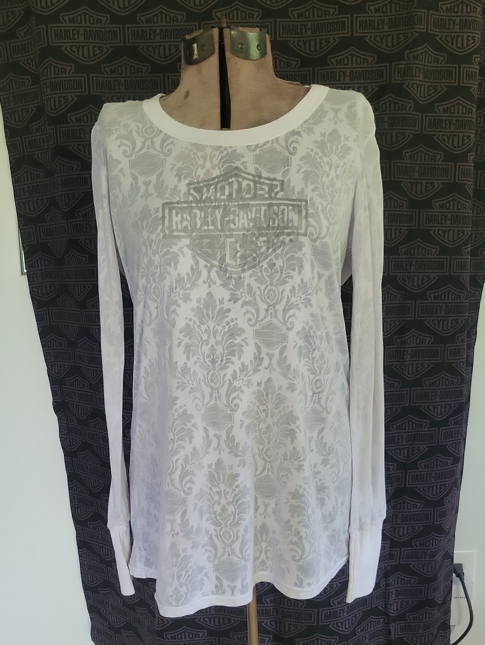 Harley-Davidson Top, XL, White/Gray